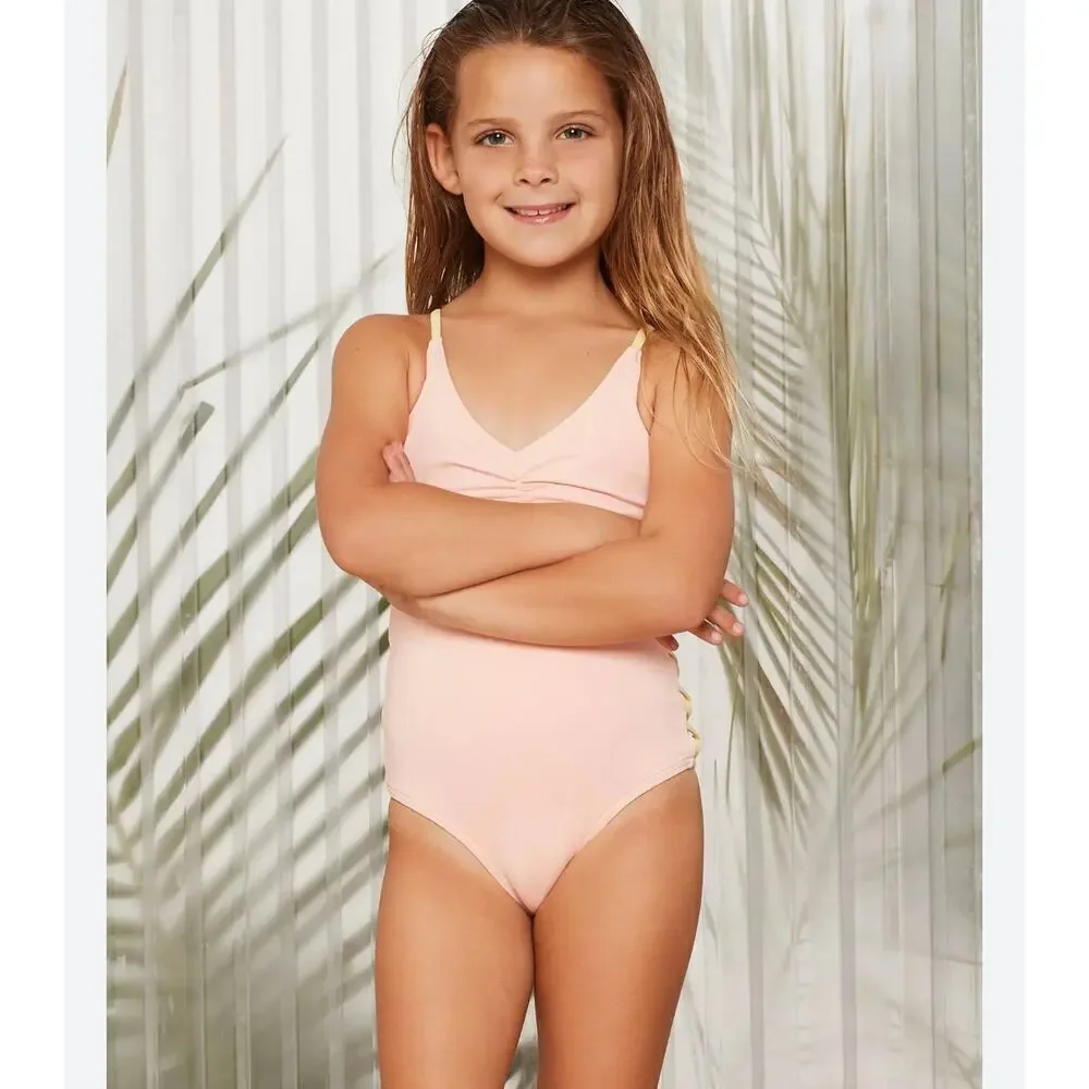NWT L Space Little Leilani One Piece Swimsuit Size 12 Pink Yellow